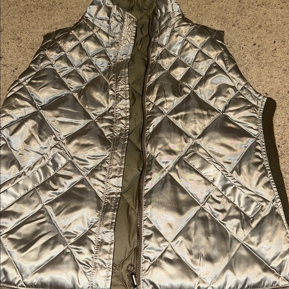 Olive Green Quilted Down Vest reversible size XL - Picture 5 of 8
